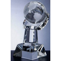 Large World Globe In Hand Crystal Award (9 1/2")